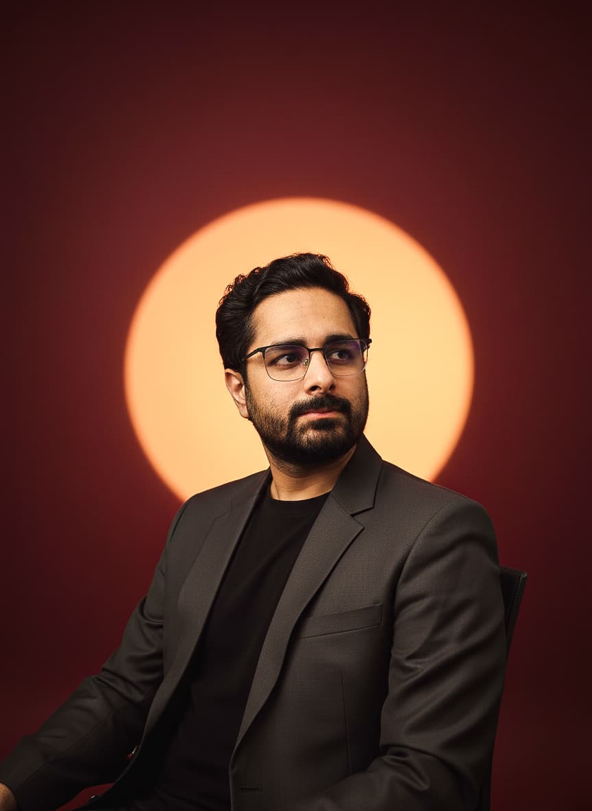 Baidar Gul in profile, studio portrait